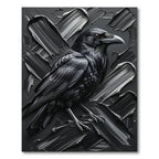 Moody Monochrome Raven Impasto Art Rug
