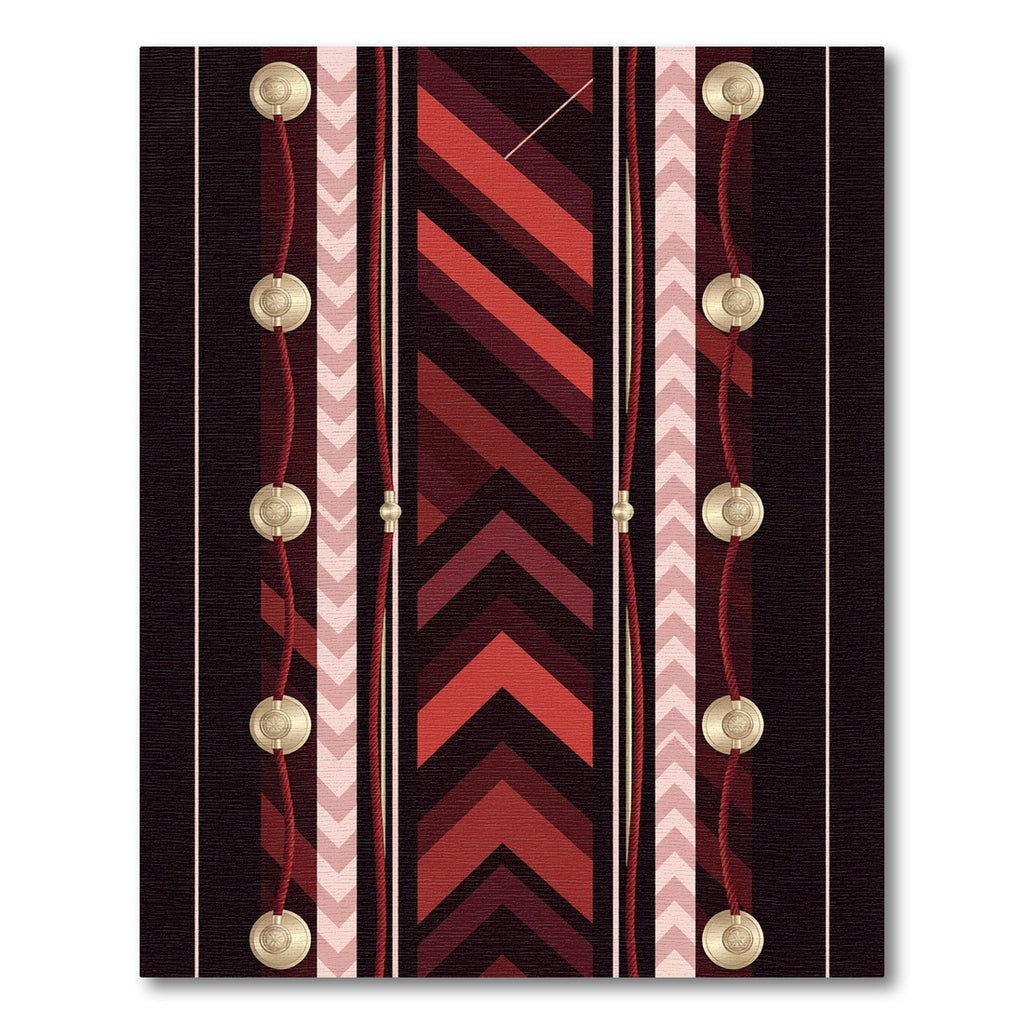 Symmetrical Crimson Geometric Stripe Accent Rug