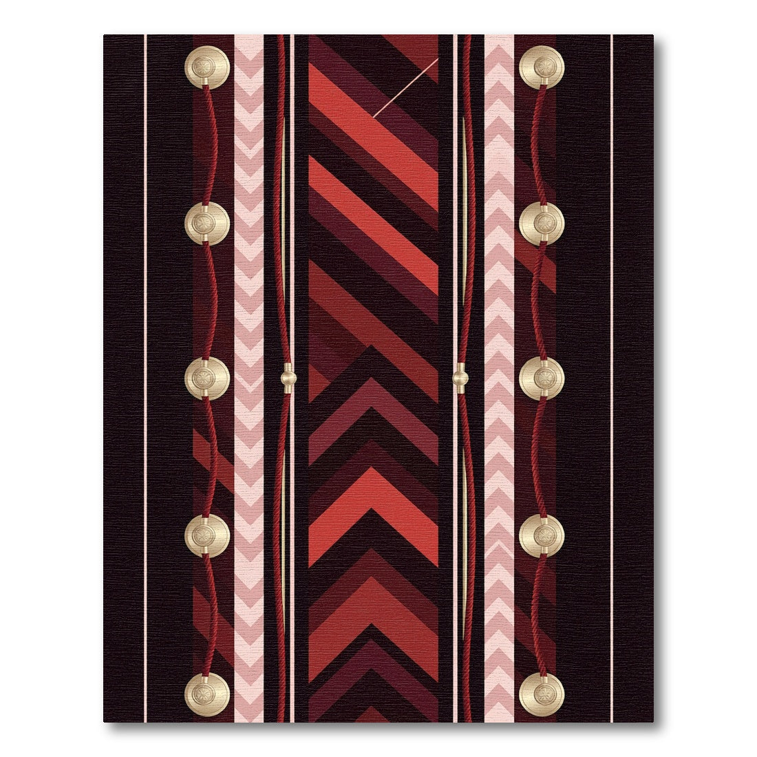 Symmetrical Crimson Geometric Stripe Accent Rug
