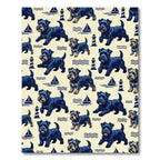 Nautical Navy Terrier Lighthouse Sailboat Illustration Rug