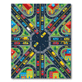 Vibrant Isometric City Traffic Intersection Grid Rug