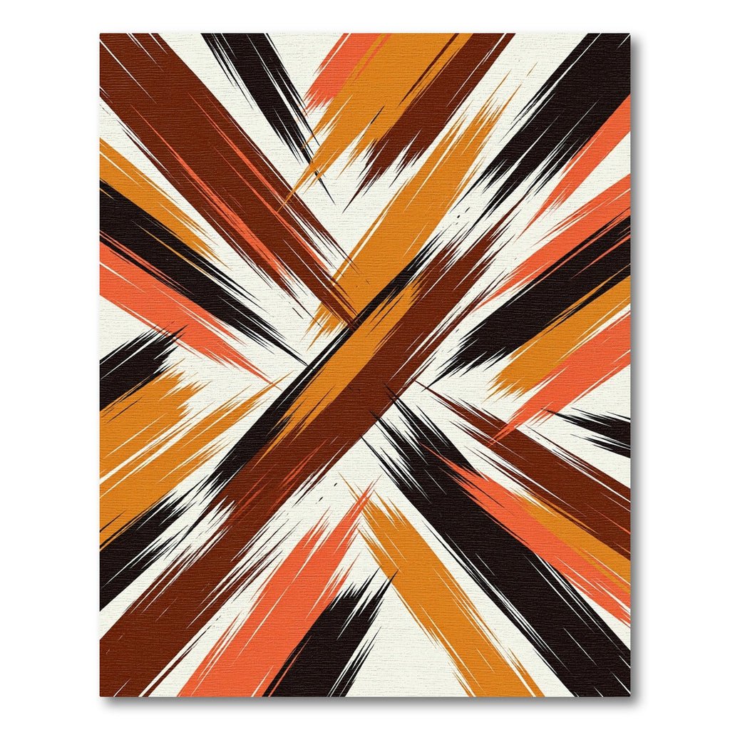 Abstract Burnt Orange Black Brushstroke Rug
