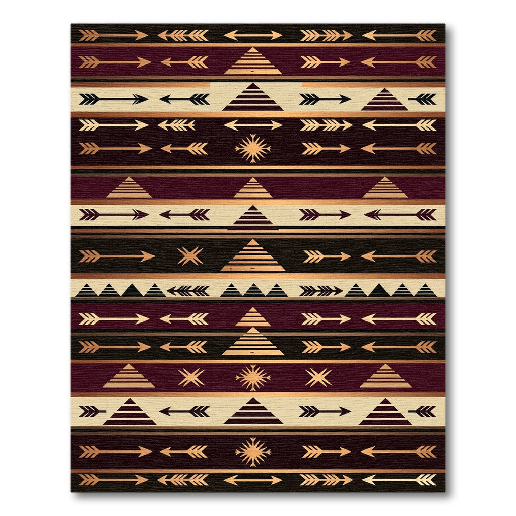 Earthy Burgundy Geometric Arrow Southwestern Rug
