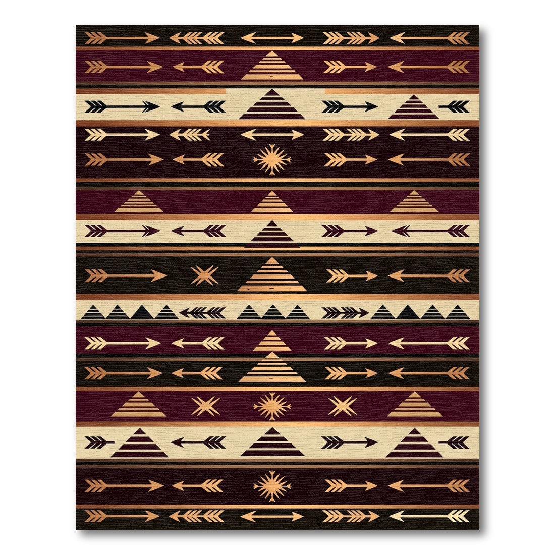 Earthy Burgundy Geometric Arrow Southwestern Rug