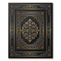 Ornate Gold and Gray Damask Frame Rug