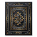 Ornate Gold and Gray Damask Frame Rug