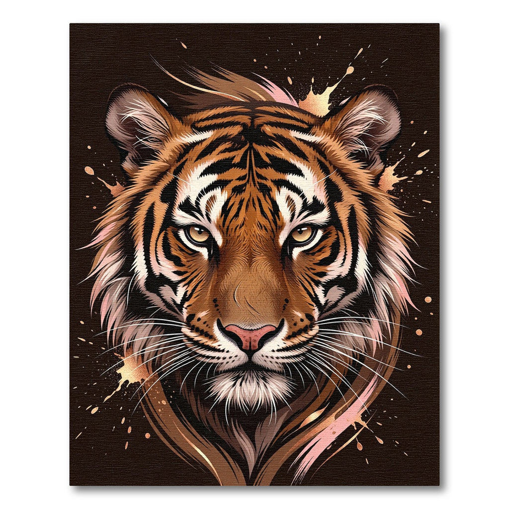 Bold Orange Tiger Splatter Portrait Rug