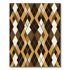 Brown Gold Diamond Argyle Overlay Rug
