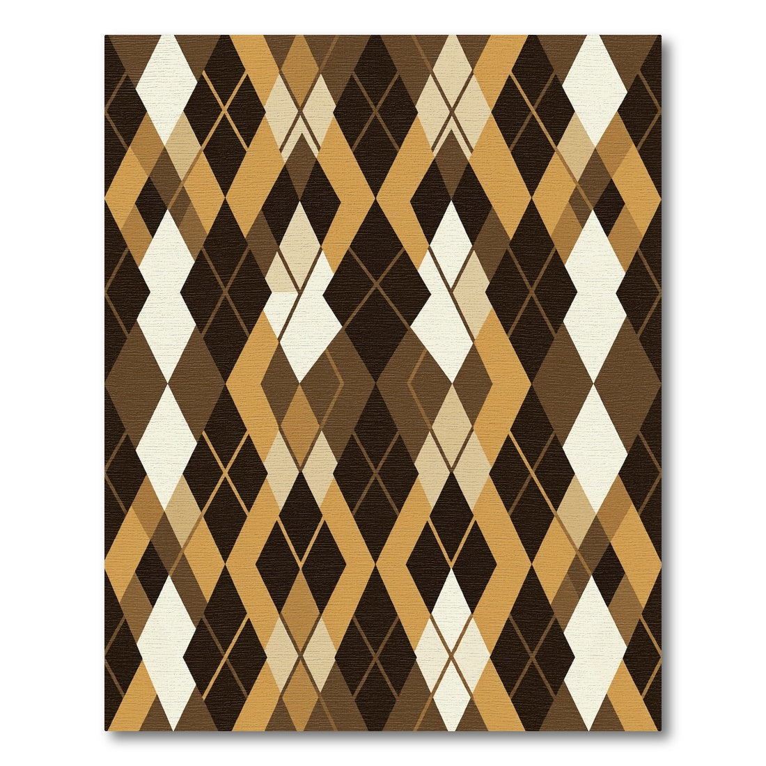 Brown Gold Diamond Argyle Overlay Rug