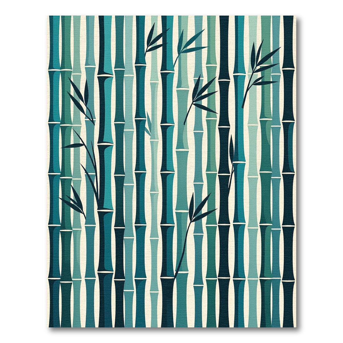 Teal Blues Vertical Bamboo Forest Rug