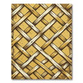 Golden Woven Lattice Geometric Grid Rug