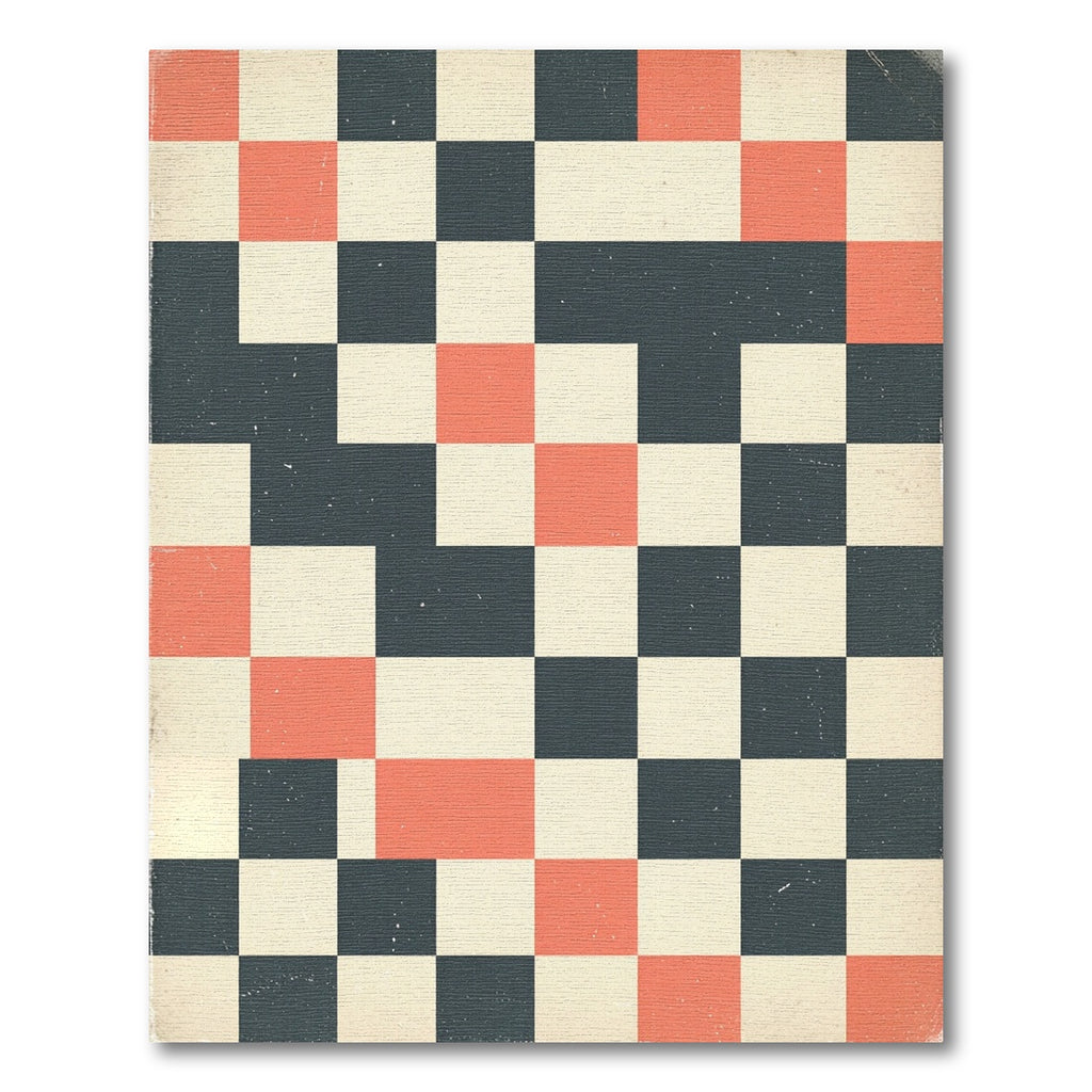 Mid Century Geometric Checkered Ochre Slate Rug