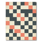 Mid Century Geometric Checkered Ochre Slate Rug