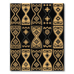 Geometric Tribal Diamond Gold Black Rug