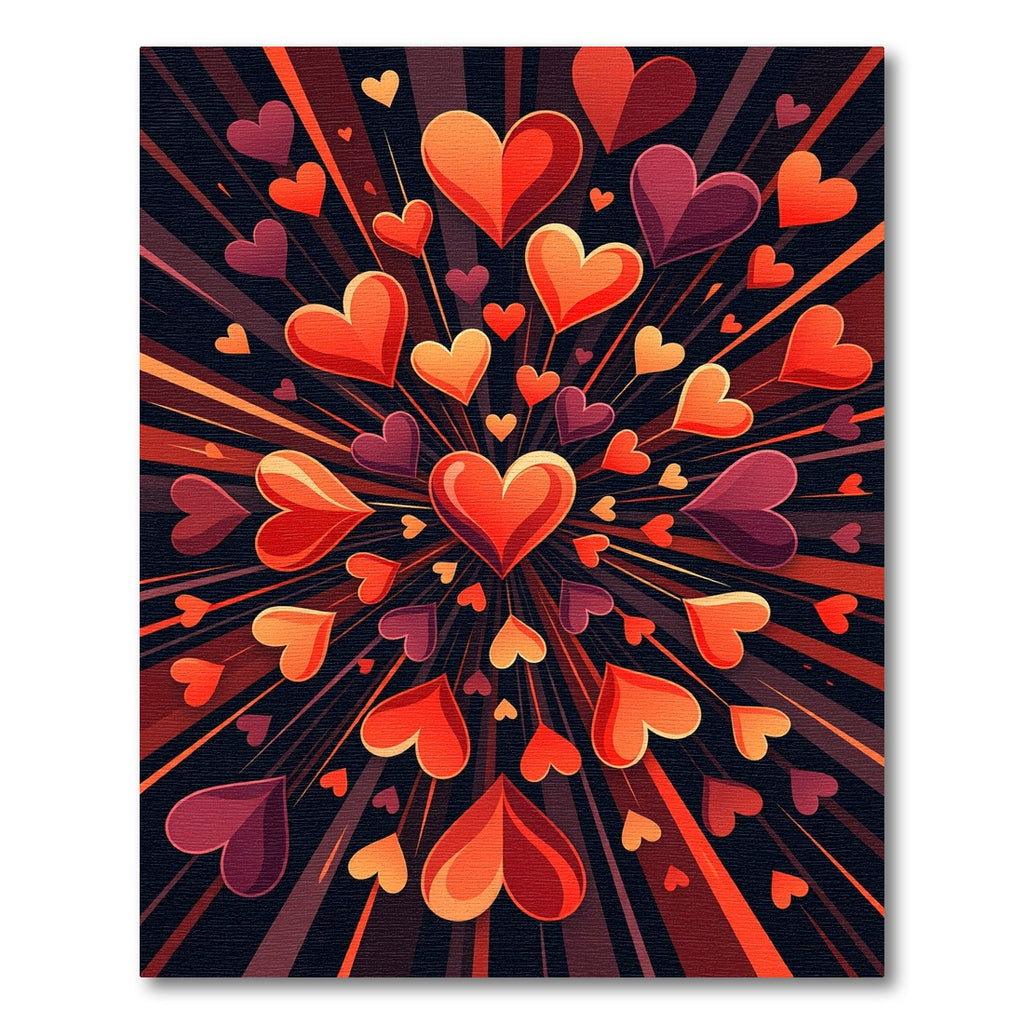 Radiant Crimson Heartburst Abstract Art Rug