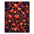 Radiant Crimson Heartburst Abstract Art Rug