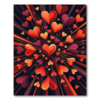 Radiant Crimson Heartburst Abstract Art Rug