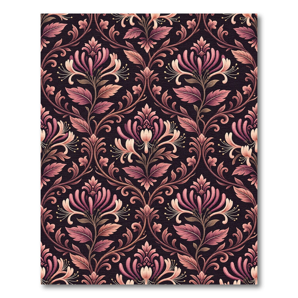 Vintage Dusty Rose Honeysuckle Damask Rug