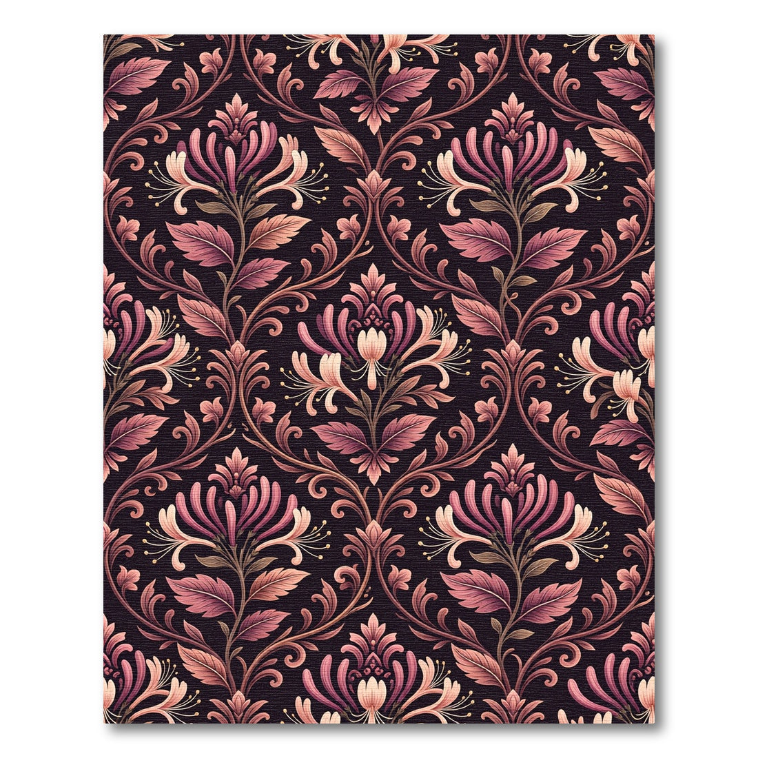 Vintage Dusty Rose Honeysuckle Damask Rug