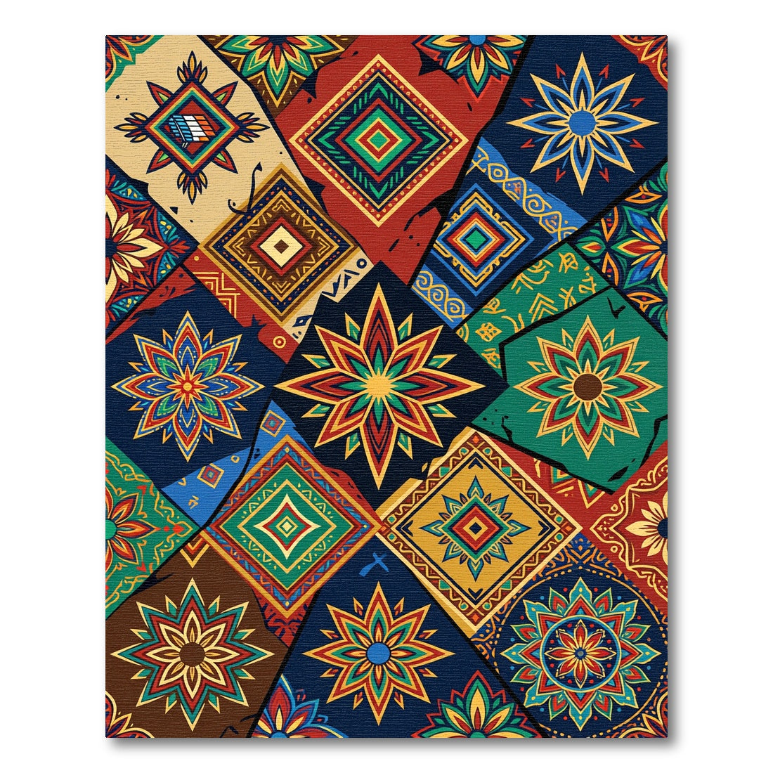 Vibrant Multi-color Geometric Patchwork Rug