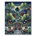 Enchanted Moonlit Willow Zen Garden Rug