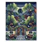 Enchanted Moonlit Willow Zen Garden Rug