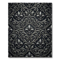 Ornate Silver Fleur-de-lis Scroll Rug