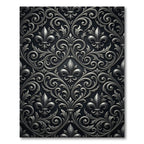 Ornate Silver Fleur-de-lis Scroll Rug