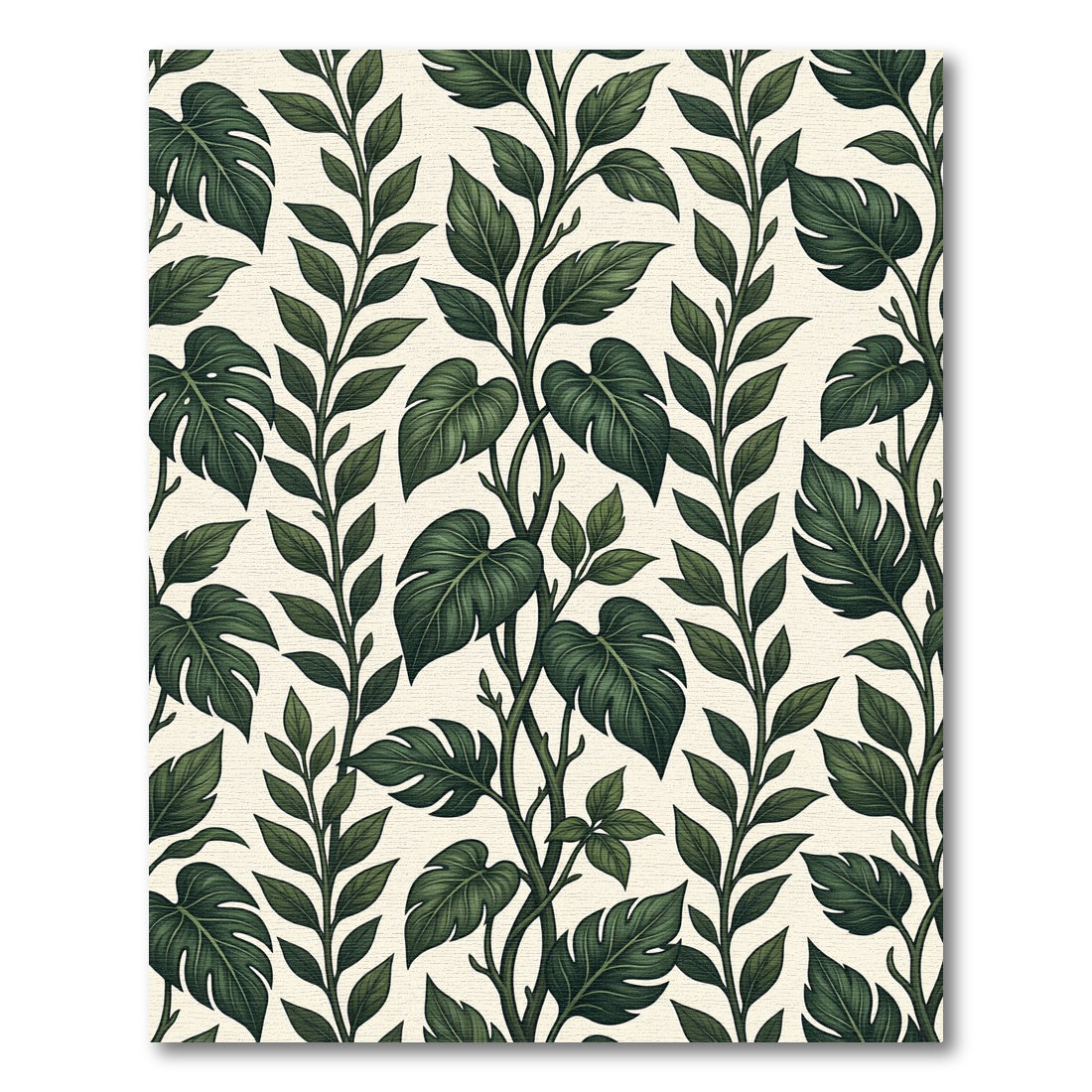 Dark Green Leafy Vine Climber Rug