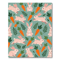 Whimsical Pastel Rabbit and Carrot Illustration Rug