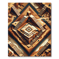 Terracotta Geometric Ziggurat Step Art Rug