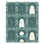 Teal Cream Arched Inlay Geometric Rug