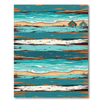 Coastal Beach House Striped Ocean Scene Rug