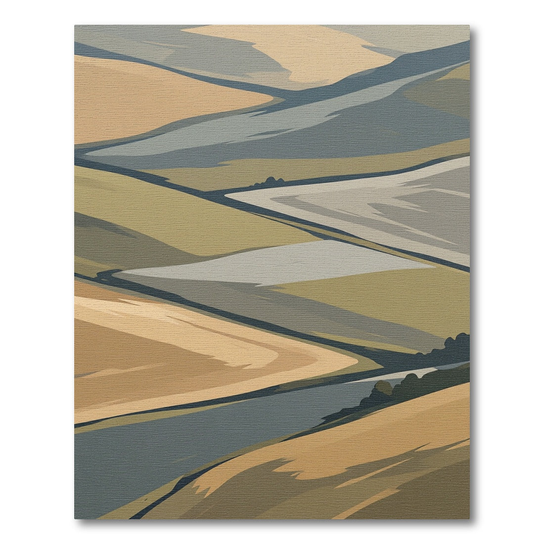 Abstract Earth Tones Winding Hills Rug