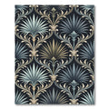 Damask Teal Palm Leaf Scroll Rug