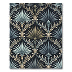 Damask Teal Palm Leaf Scroll Rug