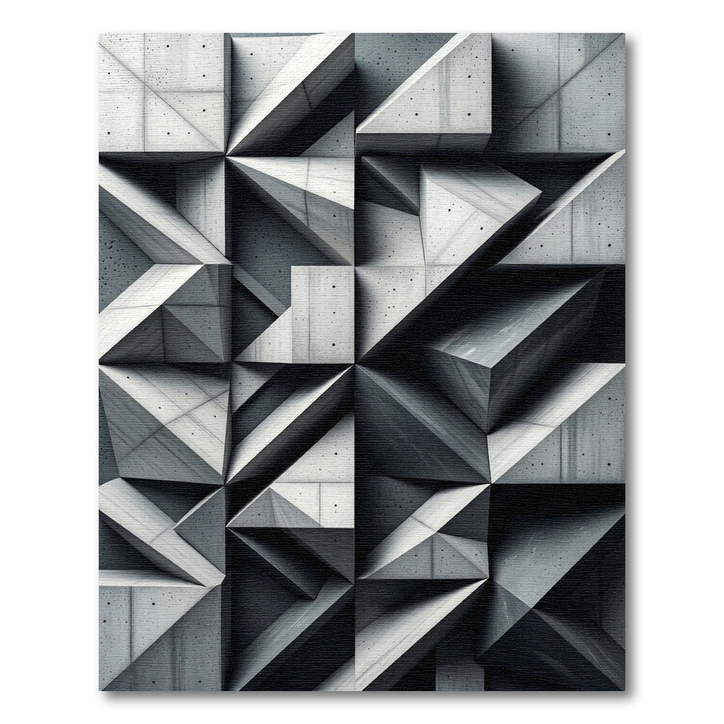 Geometric Concrete Facet Sculpture Rug