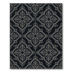Dark Gray Damask Floral Scroll Rug