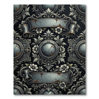 Antique Gray Floral Scrollwork Emblem Rug