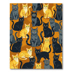Playful Orange Tabby Black Cat Collage Rug