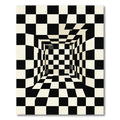 Black White Optical Illusion Checkerboard Room Rug