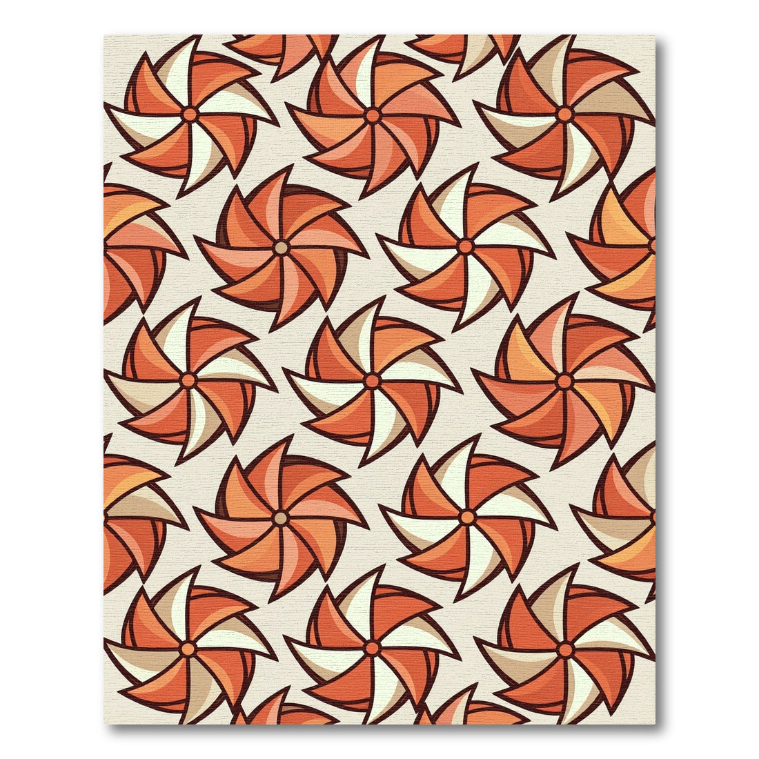 Retro Orange Pinwheel Swirl Rug