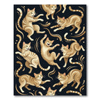 Playful Golden Tabby Cat Silhouette Rug