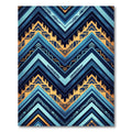 Geometric Deep Blue Golden Zigzag Rug