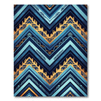Geometric Deep Blue Golden Zigzag Rug