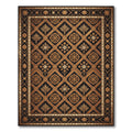 Ornate Black Gold Lattice Floral Rug