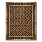 Ornate Black Gold Lattice Floral Rug