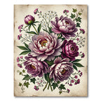 Vintage Purple Peony Botanical Bouquet Rug