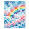 Watercolor Rainbow Clouds Dreamy Sky Rug