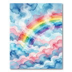 Watercolor Rainbow Clouds Dreamy Sky Rug